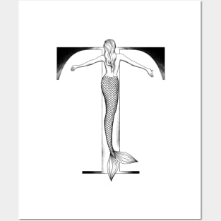 Mermaid Monogram T Posters and Art